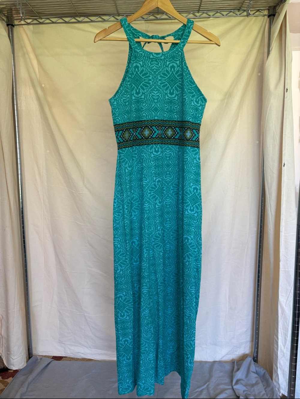 Prana Teal Halter Maxi Dress